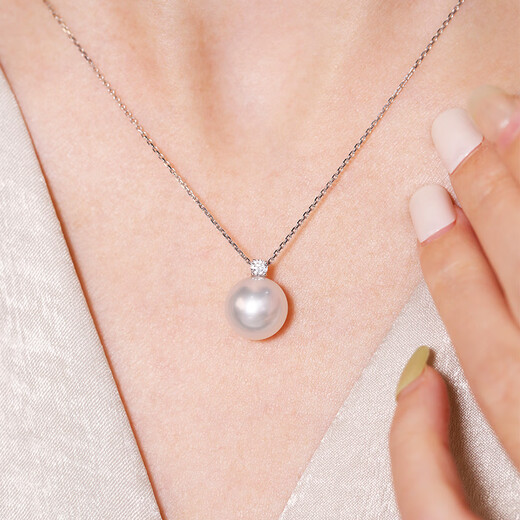 Fengxi Jewelry Princess Venus Australian White Seawater Pearl Diamond Necklace Sand Red Gold Princess Diana Pendant Clavicle Chain Gui 13-14mm