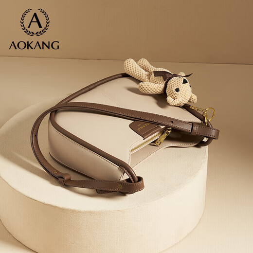 Aokang bag women's bag 2025 trendy cowhide bucket bag light luxury crossbody shoulder bag birthday gift for girlfriend and wife