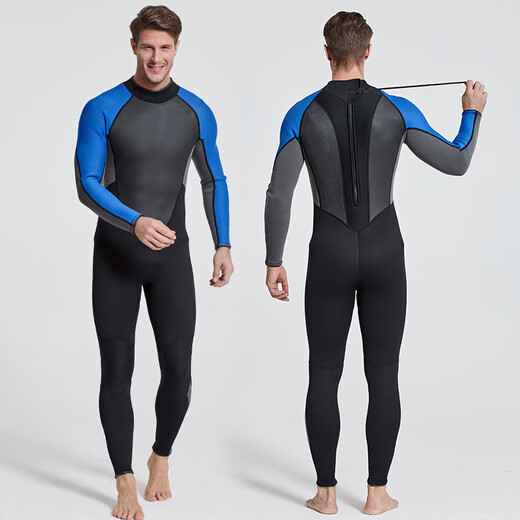 SBART one-piece wetsuit 3mm thick material warm and cold-proof snorkeling suit winter swimming men's swimsuit wetsuit fishing suit 1130 all black 2XL (185-190cm, 160-190Jin Jin equals 0.5 kg)