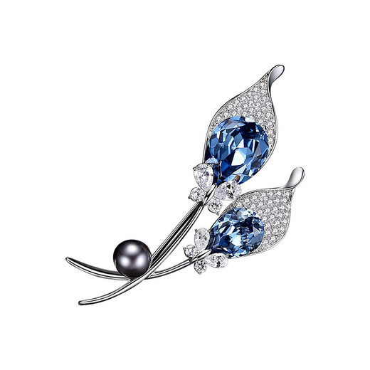 QUAMER Temperament Brooch Women's Ice Core Wheat Corsage Brooch Suit Luxury Fashion Versatile New Year One Blue Diamond Brooch