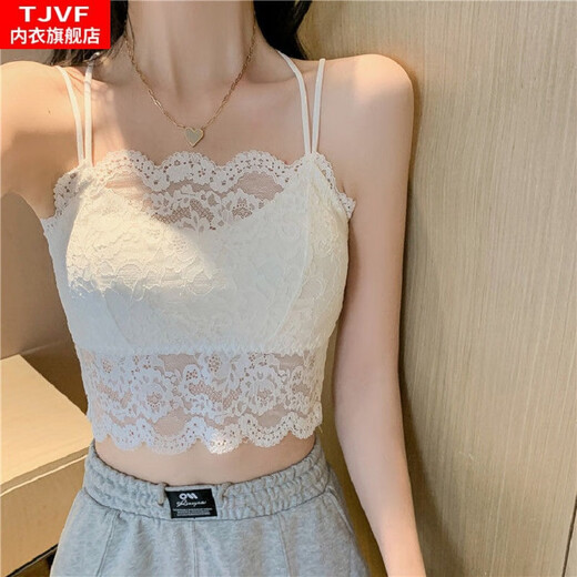 TJVF summer lace bra-wrapped tube top sexy beautiful back camisole for women without steel rings for outer wear and anti-exposure underwear for women Black 6656# XL 125-145Jin Jin is equal to 0.5 kg