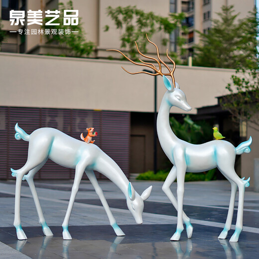 Fiberglass abstract sika deer sculpture ornaments sales department lawn meadow decoration community garden landscape decoration three spiritual deer 3