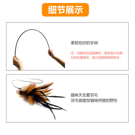 Tiantian Cat Extended Rod Feather Cat Funny Rod Fishing Cat Funny Stick Cat Toy Pet Cat Supplies Free Replacement Head