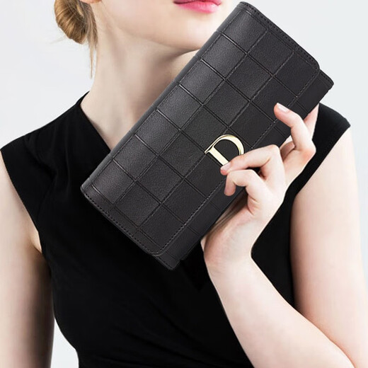 Woodpecker (TUCANO) Spring new wallet for women mid-length European and American fashion and versatile clutch for women genuine leather D buckle 2089 black