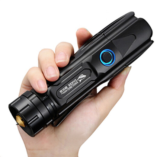 Smiling Shark E32 strong light long-range rechargeable flashlight P70P90 high power 26650 ultra-bright zoom waterproof outdoor outdoor lighting P90 wick telescopic dimming with 2 26650 batteries