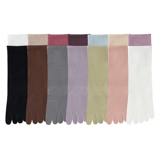 Yalu five-finger yoga socks mid-tube spring and autumn cotton socks non-slip sweat-absorbent sports Pilates fitness split toe socks (green + pink) 2 pairs one size fits all (35-38)