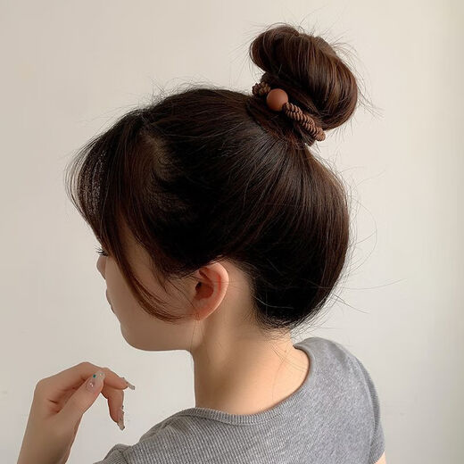 Songchuang Mengyu Chinese Valentine's Day Women's Hair Tie Simple High Ponytail Hair Rope Temperament Head Rope High Elasticity Durable Rubber Band 2024 New Hair Tie Fashionable Durable High Elasticity - Black + Brown 10 Pack