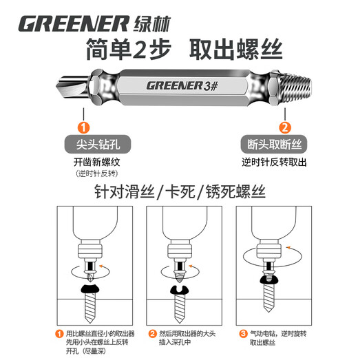 GREENER broken wire extractor 13-piece set screw sliding wire broken end removal universal sliding tooth tap household inner hexagonal cross
