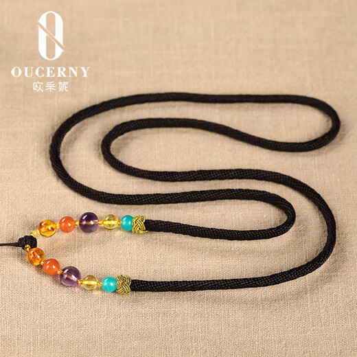 Ouchini Beeswax Water Drop Pendant with Chain Amber Necklace Beeswax Chain Lanyard Small Accessories Duobao Accessories Does Not Come with Certificate Style 3 Blood Amber + Gold Amber, Rainbow Chain Style