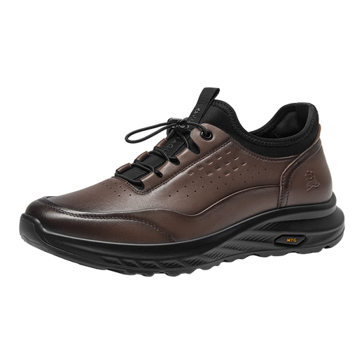 MONTAGUT Men's Shoes Autumn and Winter New Genuine Leather Casual Shoes Men's Versatile Solid Color Leather Shoes Soft Soles Light Luxury Business Thick Soled Shoes Men