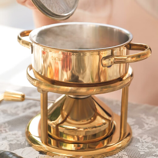 Kisag small hot pot home hotel club 16cm gold single small hot pot pot per person, pot 304 stainless steel gold (anti-scald upgrade) 16cm