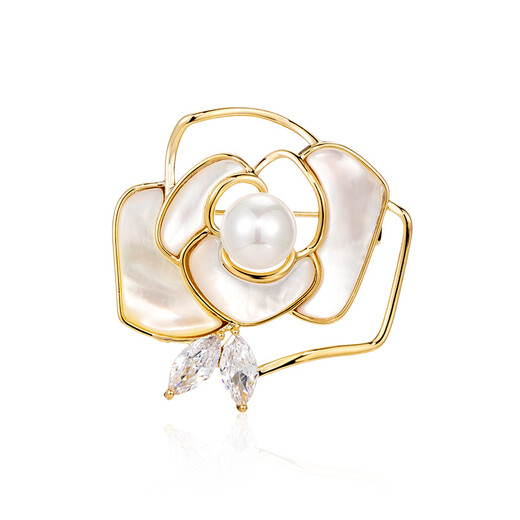 Qlady camellia brooch, high-end female brand corsage, anti-exposure pin, silk scarf buckle, Mid-Autumn Festival birthday gift for mom