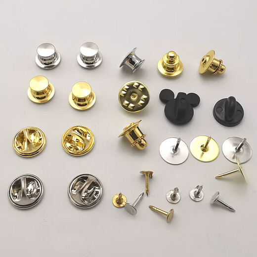 Kaleven universal brooch spare buckle butterfly buckle flat head card cap badge badge spurs needle full copper handmade material accessories butterfly buckle gold + small needle 10 sets