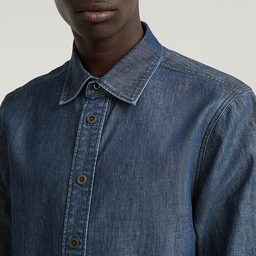 G-Star Raw Denim Shirt Men's 8oz Facile To réparation Shirt Business Top Slim Casual Simple Top D25518 Micro Grinting White Blue Blue sombre S
