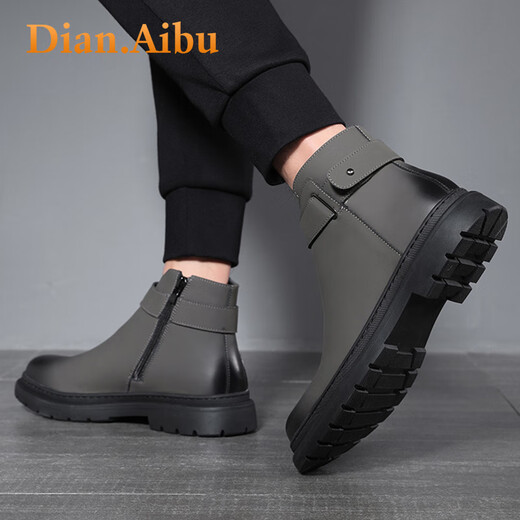 Dian.Aibu轻奢马丁靴男2025冬季新款英伦复古短靴真皮防臭耐磨高帮靴子男 卡其【品牌马丁靴男】限量款 42