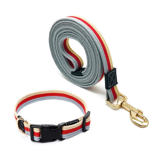 Dogstory medium and large dog rope canvas dog collar traction rope plus long collar collar small dog training traction rope dog walking rope red 1.5 meter long rope plus collar S size (15-30Jin Jin is equal to 0.5 kg)