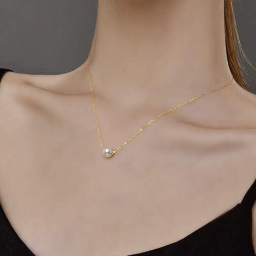 Bindao 18k real gold freshwater pearl Passepartout necklace pendant Au750 fashion classic transfer beads gift for women white