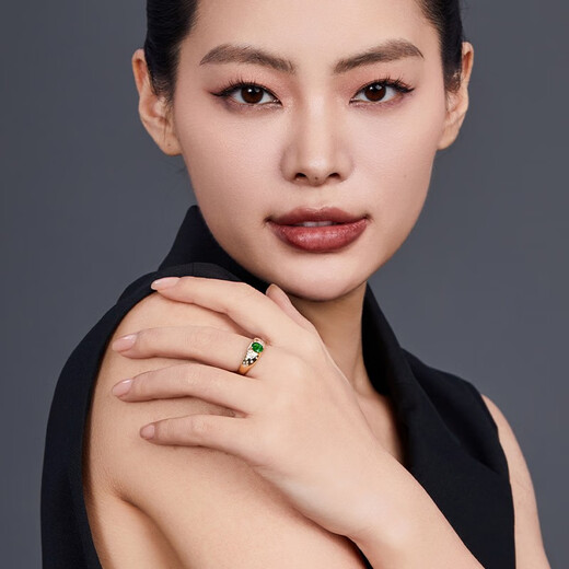 Yicai natural tsavorite ring women's 18k gold diamond ring birthday gift for girlfriend Tsavorite 1 carat/Gilder