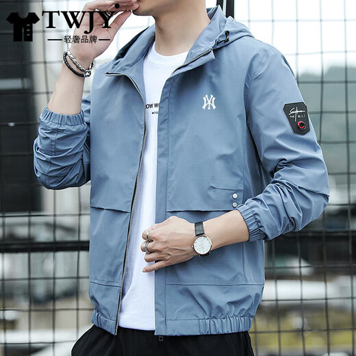 TWJY Light Luxury Brand Jacket Jacket for Men Spring and Autumn New Trendy Fashion Top Versatile Handsome Casual Men's Clothing T2102Y Black (Fleece Style) Stand Collar 2XL (Recommended 135-150 Jin Jin equals 0.5 kg)