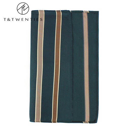 T / vingt-vingt costume rétro britannique Tie à la glissière sans nœud Men sans nœud Force Business College Style Silk vert à rayures paresseux [Tie + serviette de poche + clip de cravate] Ensemble 683
