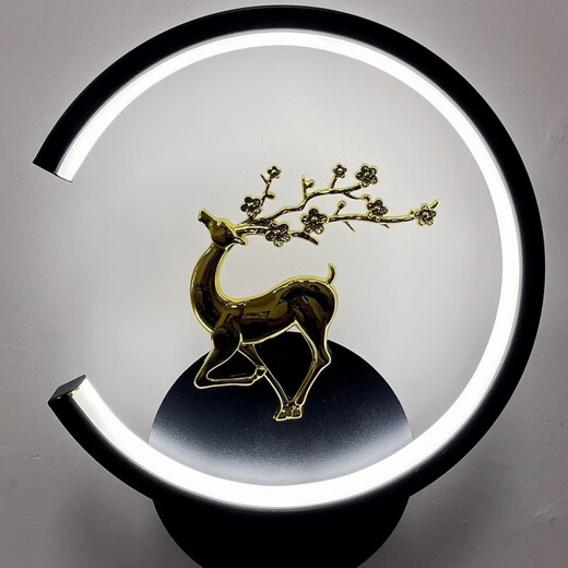 Yaoti Bedroom Bedside Warm Wall Lamp Simple Modern Living Room Background Wall Lamp Stairway Aisle Corridor Round Square Lighting Black Square Deer Head Stepless Dimming (with Remote Control)