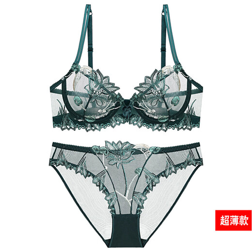 Victoria Palace Elegant Underwear Set Ultra-Thin Lace Embroidery Large Size Bra Pure Desire Transparent Sexy Bra Set Red Ultra-Thin 85D 38