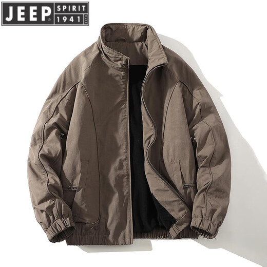 JEEP SPIRIT chaqueta bomber corta americana con cuello alto de invierno chaqueta gruesa de terciopelo acolchado de algodón top para hombre negro L (130-140)