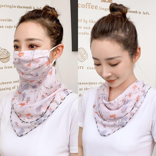 Jeano Fashionable e informal Nuevo protector solar Velo y otoñal Hielo de seda Masilla de protección de la cara de seda pequeña bufanda de seda bufanda para mujeres protección del cuello del cuello delgado Fondo blanco del verano Flor púrpura