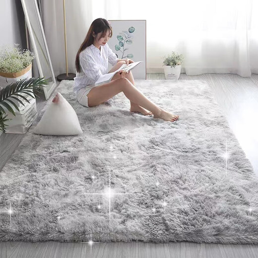 Mengling plush silk wool bedroom strip carpet, skin-friendly, non-slip and lint-free, simple silver gray 70*160cm