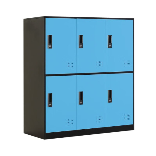Rockefeller employee locker, iron cabinet, steel cabinet, color schoolbag locker with lock, dormitory cabinet, 6-door locker* sky blue