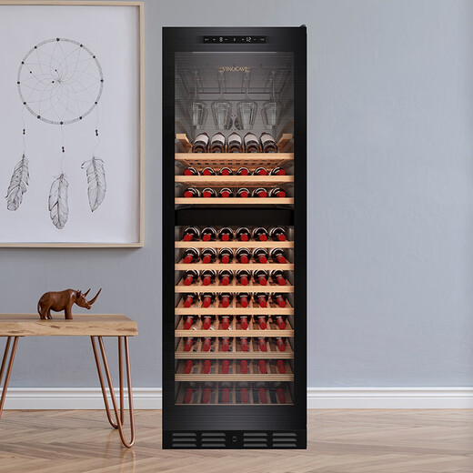Vinocave red wine cabinet constant temperature wine cabinet home living room ice bar air-cooled frost-free moisturizing refrigerator embedded multi-functional dual temperature dual control ultra-large capacity display cabinet ultra-large capacity-hanging cup dual temperature model 120 bottles