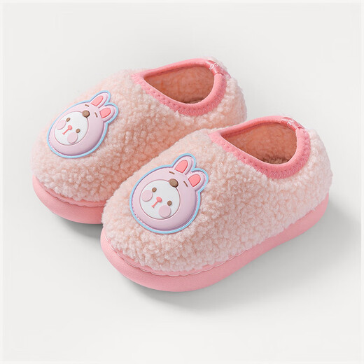 Pig Daddy Children's Cotton Slippers 1-3 Years Old Boys Autumn and Winter Indoor Home Non-Slip Warm Girls Baby Bag Heels Cotton Shoes Powder 15