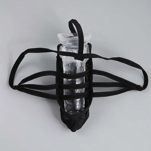 Magnificent men's lasso sexy see-through temptation underwear men's exposed egg plane thong fun black XL (18cm)