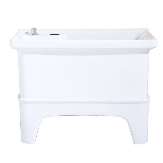 Mop pool ceramic balcony washing mop pool household mop pool bathroom small and large mop basin with high curved faucet 43 cm backrest model manual drain