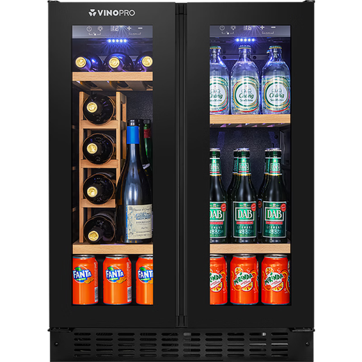 VINOPROBU-96D red wine cabinet embedded slim air-cooled constant temperature tea beverage household double-door constant temperature refrigerated cabinet multi-functional wine rack + ordinary wine rack 96L