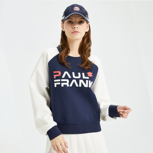 PaulFrank/Big Mouth Monkey Sweatshirt Autumn Women's Loose Splicing Color Korean Style Trendy Ins Print PFCTT201251W Dark Blue M