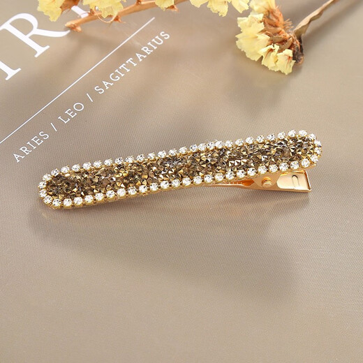 Pretty three-year-old bangs clip 2025 new high-end rhinestone hair clip women's forehead duckbill clip short hair clip headwear side hair clip champagne gold
