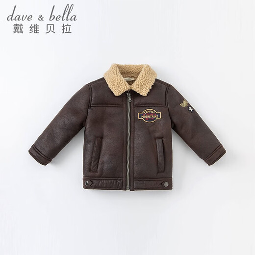 DAVE&BELLA velvet warm autumn and winter boys' jackets, children's outerwear, boys' outerwear, toddlers, brown - N 120 cm (recommended height 110-120cm)