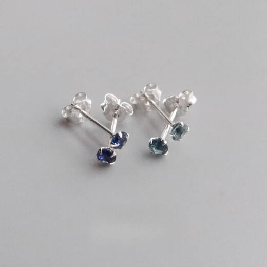 Chixing Tanzanite Earrings Natural 3mm Sapphire London Blue Topaz Mini Silver Ears for Women Tanzanite Blue 3mm丨Silver Pair