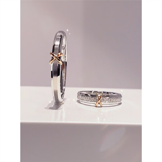 Zhou family's same style Dafu Zhou sterling silver ring s999 for a couple, niche live engraving, birthday gift for boyfriend and girlfriend, paper short love, long live couple, pair certificate + gift box +