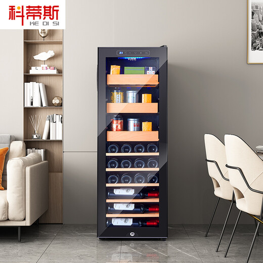 Curtis Compressor Constant Temperature Wine Cabinet Tea Cabinet Integrated Wine Cabinet Constant Temperature Wine Cabinet Home Living Room Small Ice Constant Temperature Grape Wine Box Ice Tea Cabinet Bar Size Optional Beech Wood Rack + Red Wine Tea Style With Lock + 1.26 Meters High