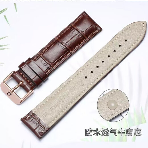 WPOOC Omega Watch Strap Original Omega OMEGA Butterfly OMG Speedmaster Seamaster 300 Suitable for Men and Women Genuine Leather Watch Strap 20 Black Black Line + Silver Pin Buckle 20mm