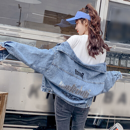 Yu Zhaolin Women's Korean Style Loose Top Jacket Fashion Versatile Denim Jacket Women YWWT202330 Blue M