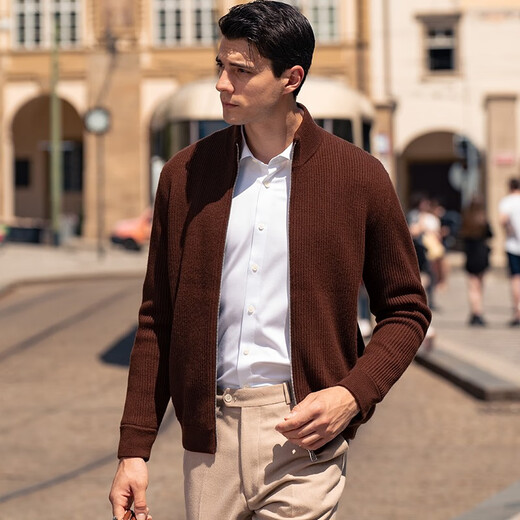 Mr. Bu customized zipper stand collar wool cardigan spring and autumn thickened sweater jacket for men BT12156 off size clearance medium gray XL (180)