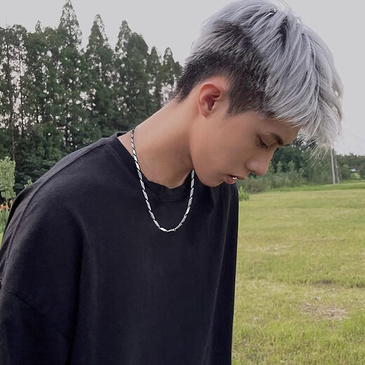 Oein necklace men's clavicle titanium steel chain rhombus necklace men's and women's hip-hop trend plain chain simple personality sweatshirt chain melon seed chain rhombus necklace 55cm