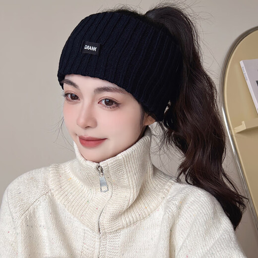 Laishuhui headband warm hairband wool knitted hairband autumn and winter forehead protector wiping forehead sports headband women's confinement headscarf headband off-white wide-brimmed thick hairband