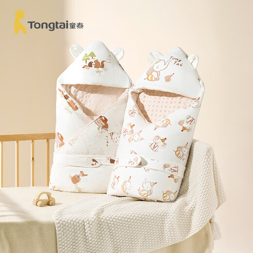 Tongtai (TONGTAI) baby blanket, autumn and winter pure cotton quilted baby blanket, newborn oversized blanket, children's thickened blanket, khaki (thick autumn and winter model applicable to 0-15 C) 100x100cm