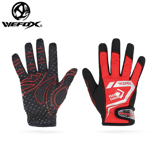 WEFOX Weihu fishing gloves sea fishing wear-resistant lures iron plate finger gloves outdoor riding full five-finger fishing gloves wcx-4012 black red M