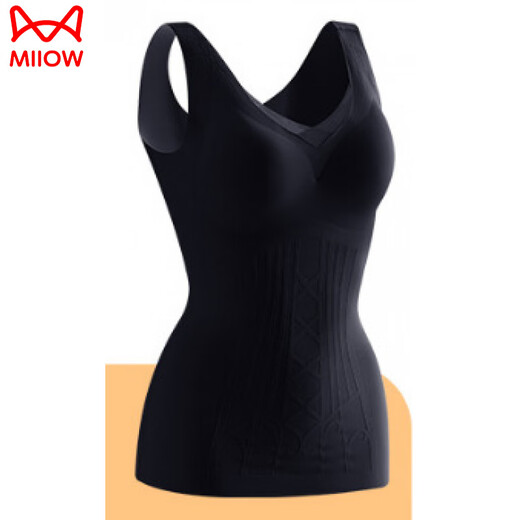 猫人（MiiOW）塑型美体背心女款无痕束胸带胸垫免穿文胸大码收腹收小肚子塑身衣 卡其色 XL