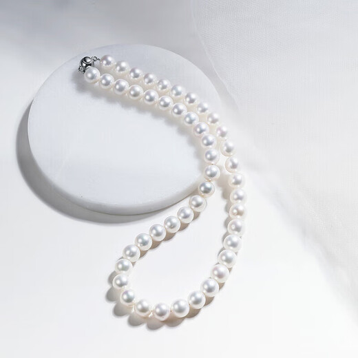 Tahitian freshwater pearl necklace 925 silver buckle 8-9mm nearly round pearl bead chain clavicle chain gift for mother and lover